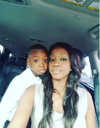 Caroline Sampson and her son