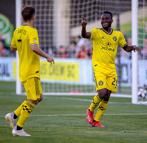 David Accam celebrates his goal