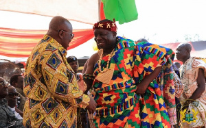 President Akufo-Addo exchanging pleasantries with Nana Kwasi Opoku Mintah