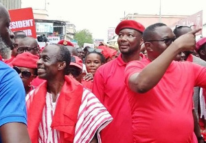 Bernard Mornah(Middle), PNC Chairman with NDC Leaders in a demonstration