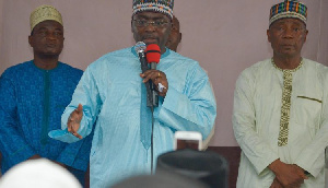 Dr Mahamudu Bawumia and Boniface Abubakar Saddique (R) addressing Moslems