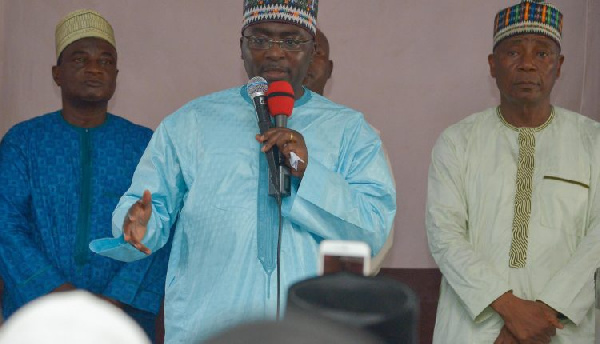 Dr Mahamudu Bawumia and Boniface Abubakar Saddique (R) addressing Moslems