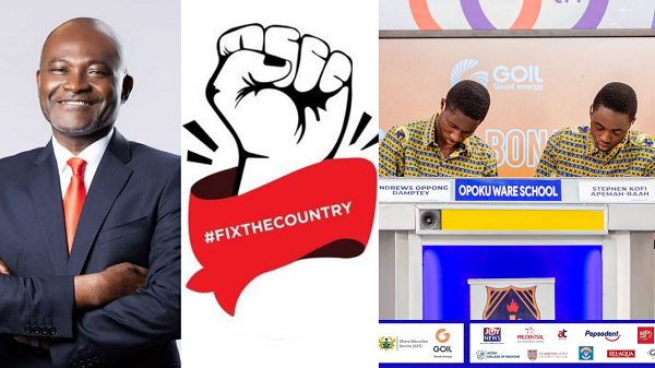 Kennedy Agyapong, #FixTheCountry logo and Opoku Ware NSMQ constestants