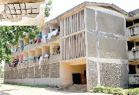 A view of one of the school blocks with cracks on the ceiling