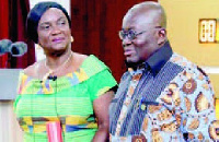 Justice Georgina Wood with President Akufo-Addo after the swearing-in yesterday