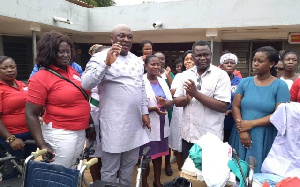 Carlos Ahenkorah donated some medical items to the Tema Polyclinic during a working visit