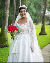 Akosua Vee in her wedding dress