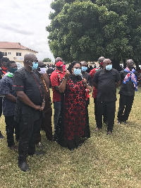 The NDC Candidate, Agnes Naa Momo addressing mourners at the funeral