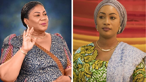 Rebecca Akufo-Addo (left) na di first lady plus Samira Bawumia, di second lady