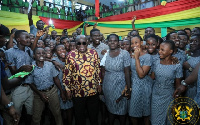 President Akufo-Addo with some school children