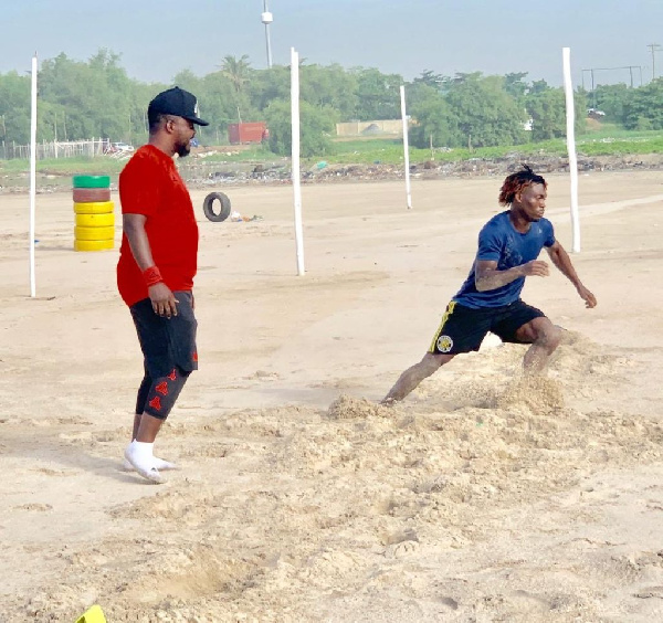 Ghana winger Christian Atsu, at a training session