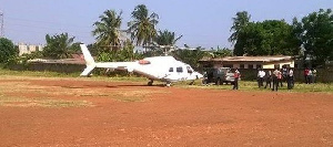 The helicopter on the field