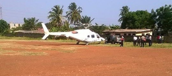 The helicopter on the field