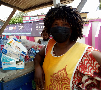 Abena Martha Mensah sells nosemasks at Tema