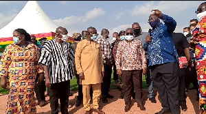 Minister of Railways Development, Joe Ghartey takes President Akufo-Addo on tour at the site