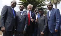 President Trump posing for a photograph with some Africa leaders