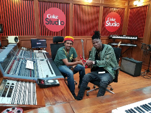 Stonebwoy at the Coke studio, Kenya