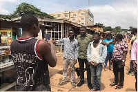 File Photo: Dumelo  with some fans during one of his campaign visits