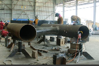 Welders busy at Fabrication yard of Seaweld Engineering in Ghana