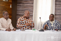 Mahama (M), Asiedu Nketia and Ofosu Ampofo addressing the diplomats