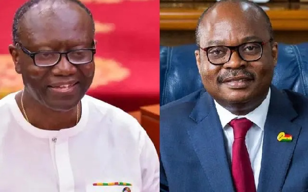 BoG Governor, Dr Ernest Addison (right), Finance Minister Ken Ofori-Atta (left)