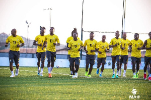 Black Star players training for Sao Tome & Principe game