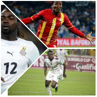 From left, Prince Tagoe, Asamoah Gyan and Felix Afena Gyan