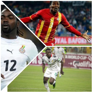 From left, Prince Tagoe, Asamoah Gyan and Felix Afena Gyan