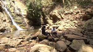 Wonder Ami Hagan with her guest at the Chenku Waterfall