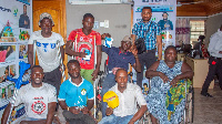 A picture of the physically challenged who received the police salary as donation