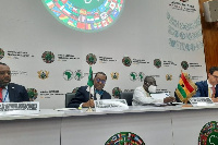 AfDB boss Adesina and Finance Minister Ken Ofori-Atta at the signing ceremony