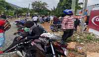 Some okada riders were seen at the premises of Class FM