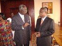 An old photo of President Kufuor and the late Atta Mills