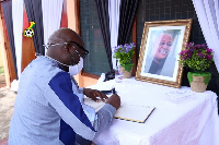 GFA General Secretary, Prosper Harrison Addo paying his respect