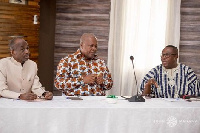 Former President Mahama (middle) and Mr. Ofosu Ampofo (right)