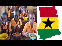 A photo of school pupils being fed in school