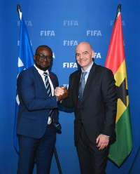 GFA President Kurt E. S. Okraku with FIFA President Gianni Infantino