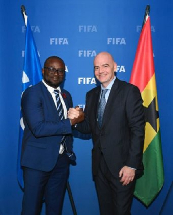 GFA President Kurt E. S. Okraku with FIFA President Gianni Infantino