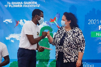 Maxwell Kojo Xonu of EbaPreneur Solutions, left, won the 2021 Israeli Green Innovation Award