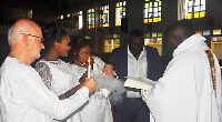 The actress and her husband dedicate their baby at St. Peter