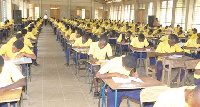 Students in an exam hall