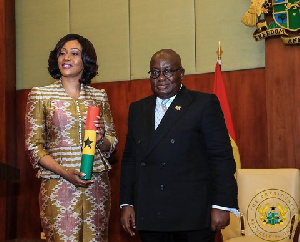 Newly elected Chairperson of the Electoral Commission, Jean Mensa with President Akufo-Addo