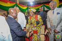 President Akufo-Addo interacts with former First Lady Nana Konadu at new CJ's swearing in