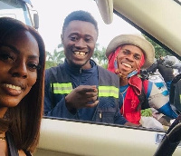 Nana Aba Anamoah and her new friends, Kessben and Tukay Teldem