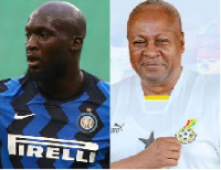 Romelu Lukaku (left), John Dramani Mahama (right)