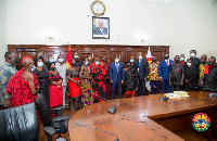 Elizabeth Asantewaa's family in a group picture with some MP's and the Speaker