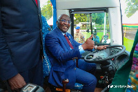 Vice President Dr. Mahamudu Bawumia in one of the buses