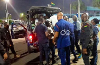 A photo of police officers at the Accra Sports Stadium