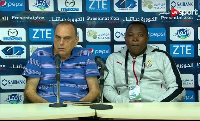 Black Stars coach Avram Grant (L) , Ibrahim Saani Daara (R)