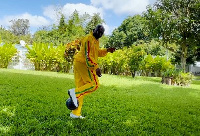 Vice President Dr Mahamudu Bawumia showing off his football skills